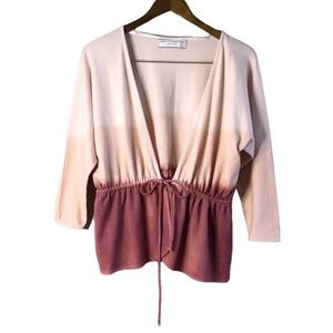 Zara Ombre Comfy Soft Cropped Crop Tie Waist Wrap Cardigan Sweater Top Pink